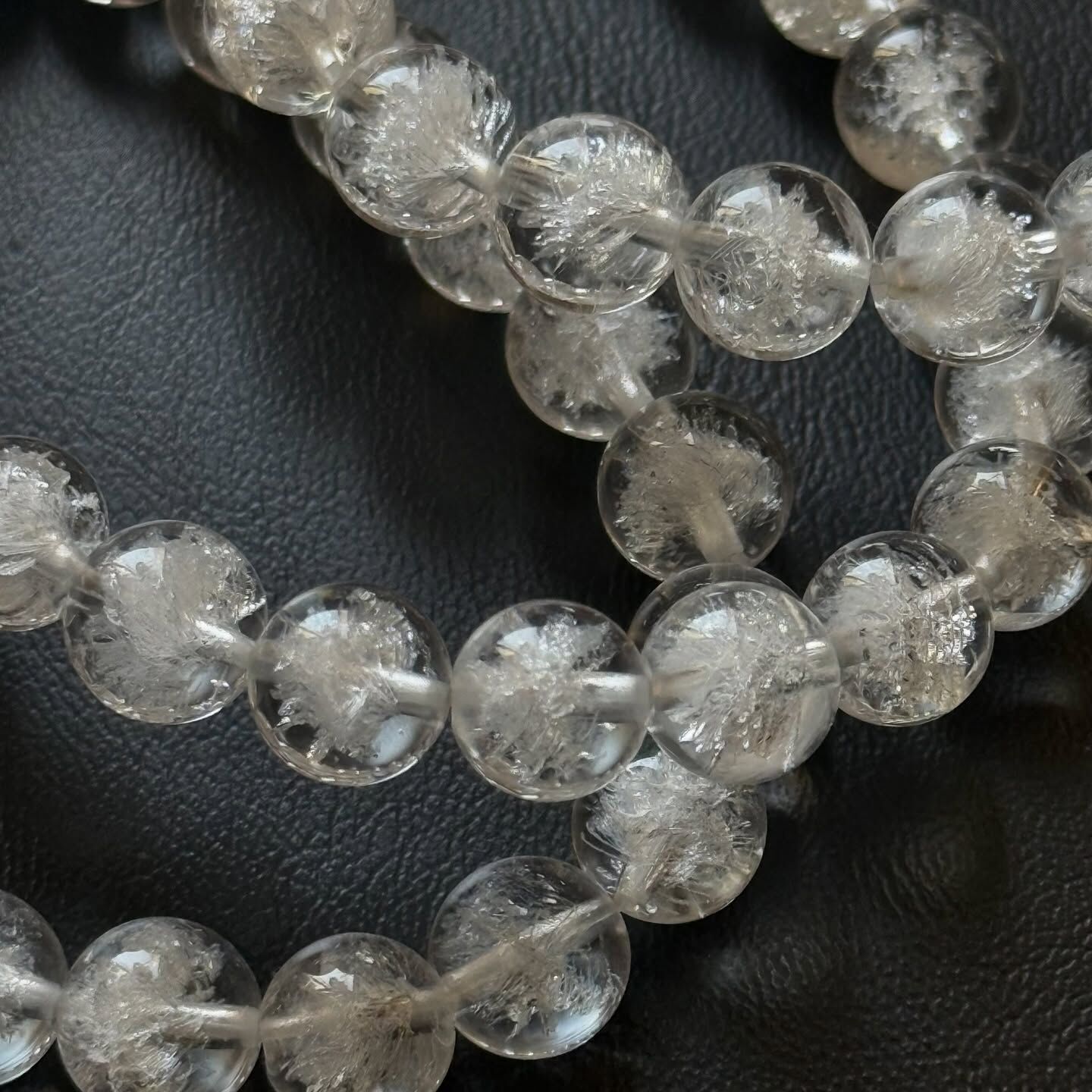 [原石] 天然白水晶 雷射激光雪花 水晶手串