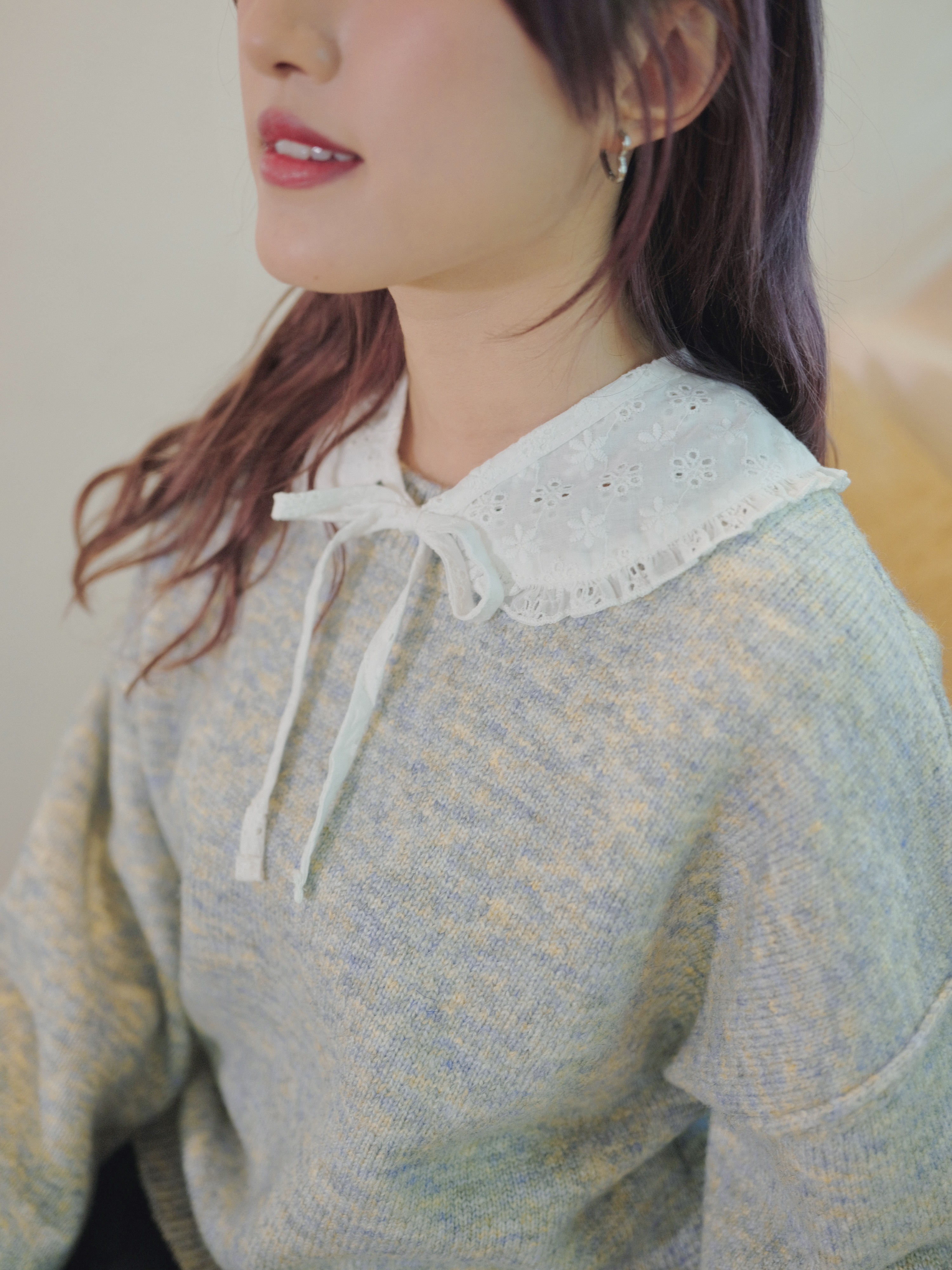 白色 / 甜美提花配襯領片 / Sweet Jacquard Collar