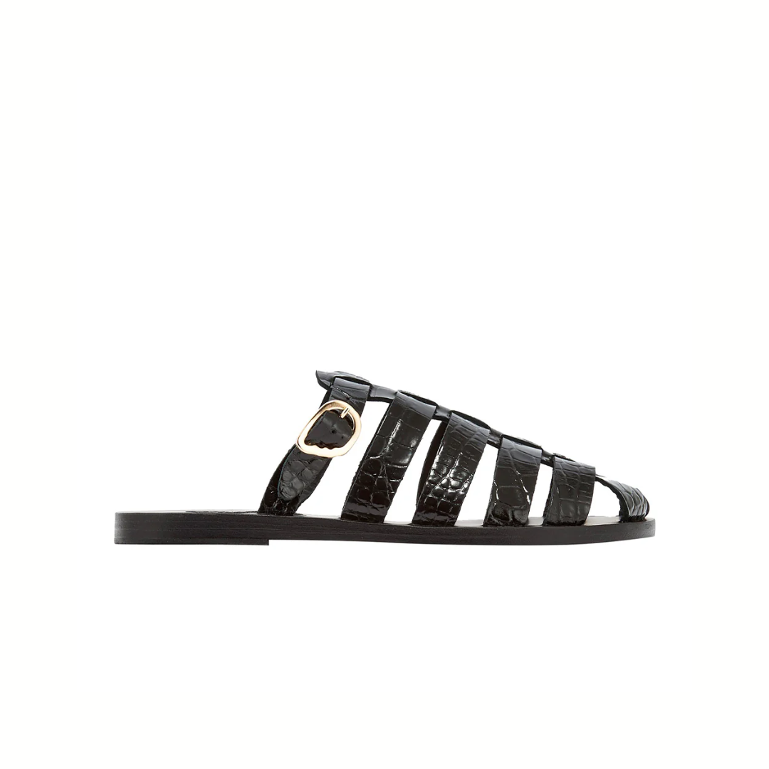 1FO0416-001 [ANCIENT GREEK SANDALS] Cosmia Black #1693255 (S-EU-E)