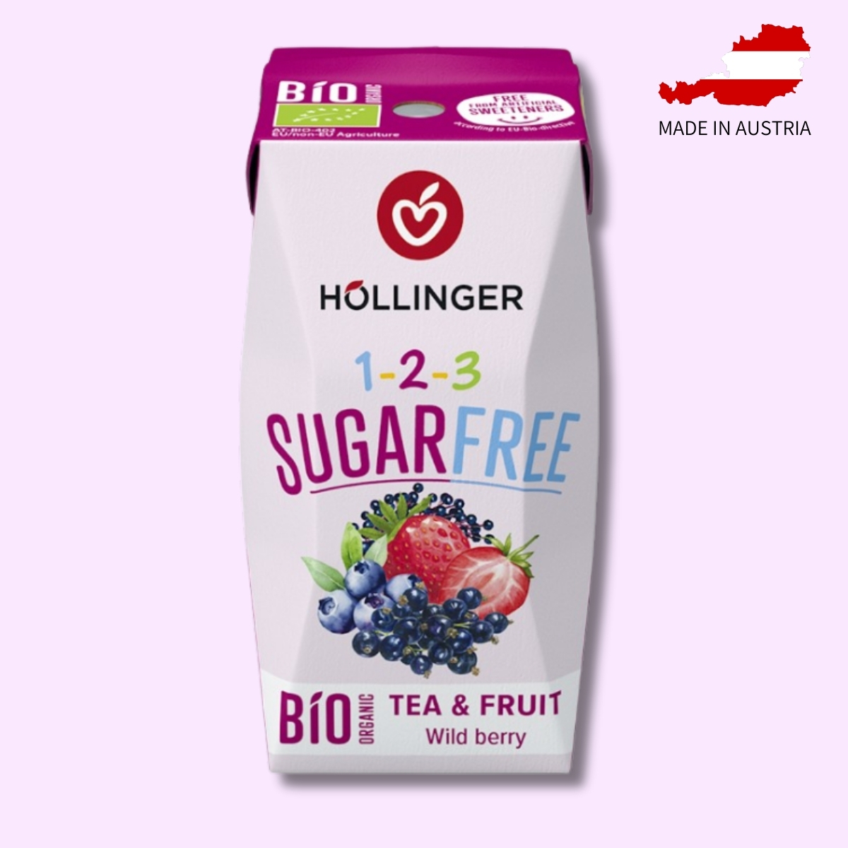 Hollinger - 有機無糖兒童野莓(士多啤梨、藍莓、黑加侖子)飲品 200ml, 環保紙吸管,全素