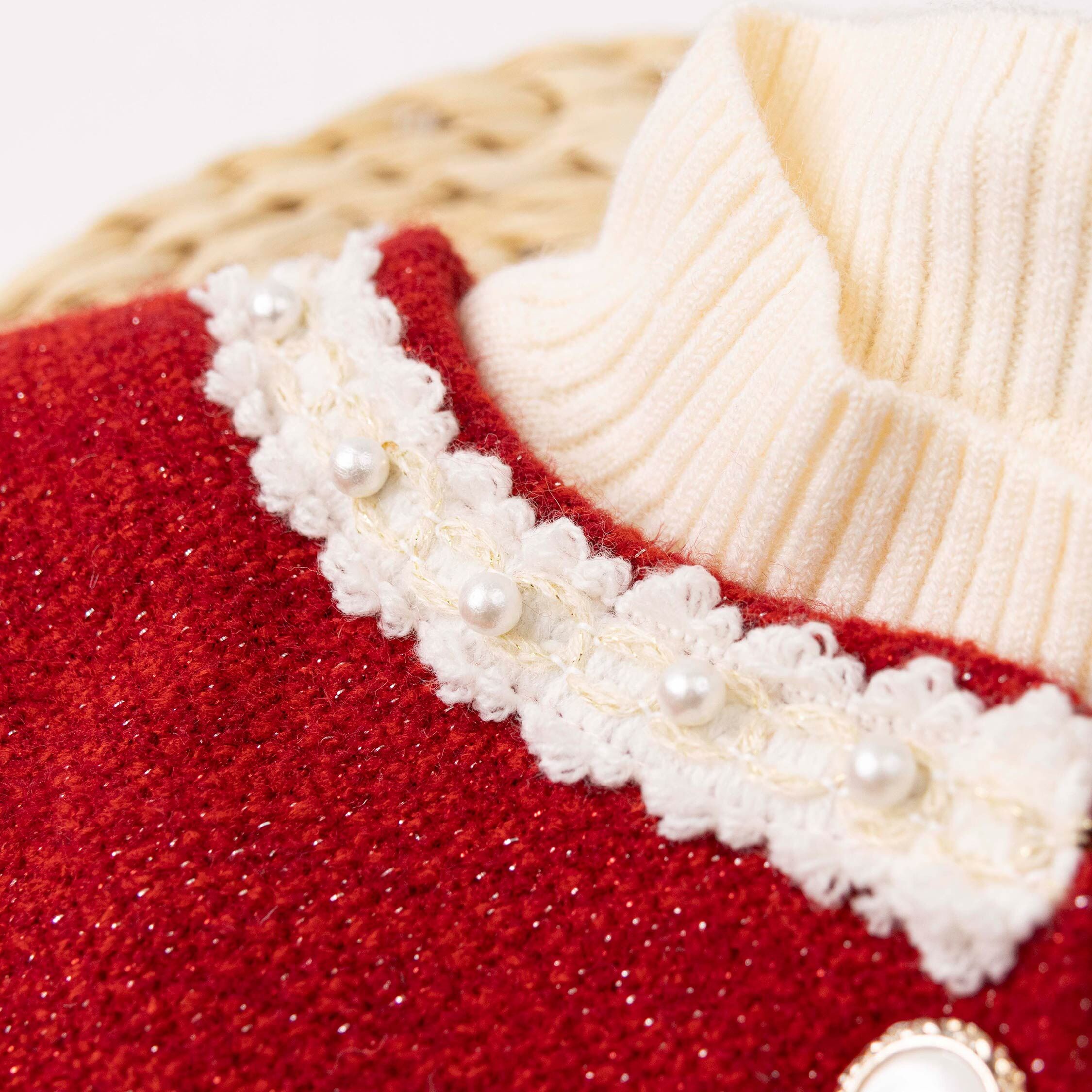 【H56024】珍珠編織亮蔥三件式套裝(附小馬別針)