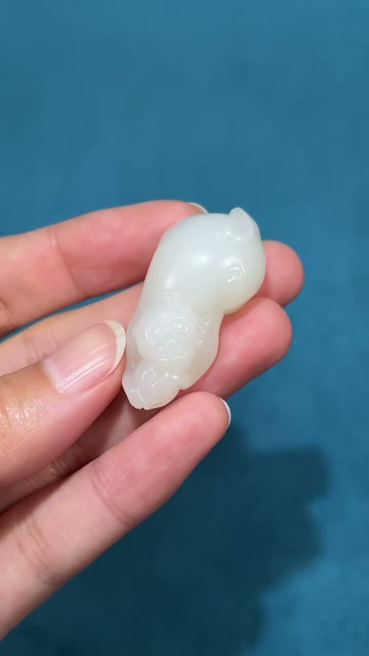 和田玉籽料靈猴獻壽,天然和田玉軟玉
