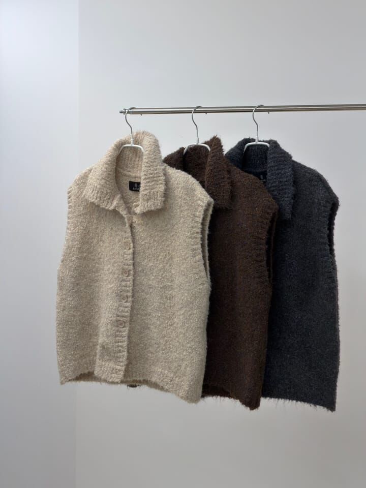 SA5416 扣鈕毛毛背心外套