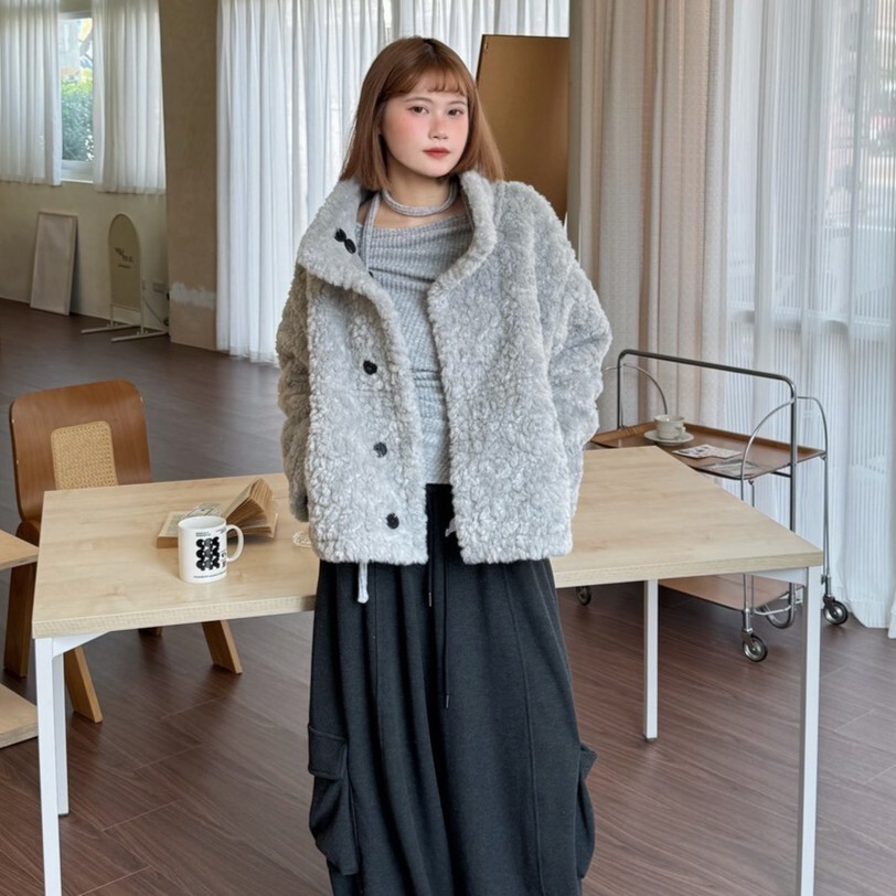 伯爵司康 兩面穿羊羔毛拼接感機車外套