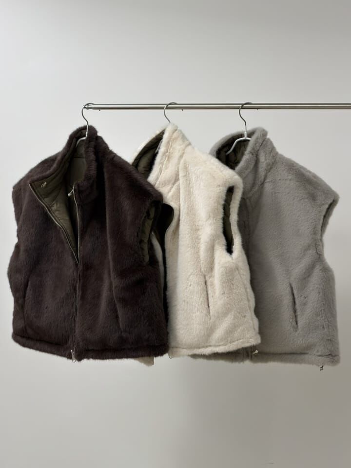 SA5421 雙面可穿羽絨毛絨背心拉鏈外套