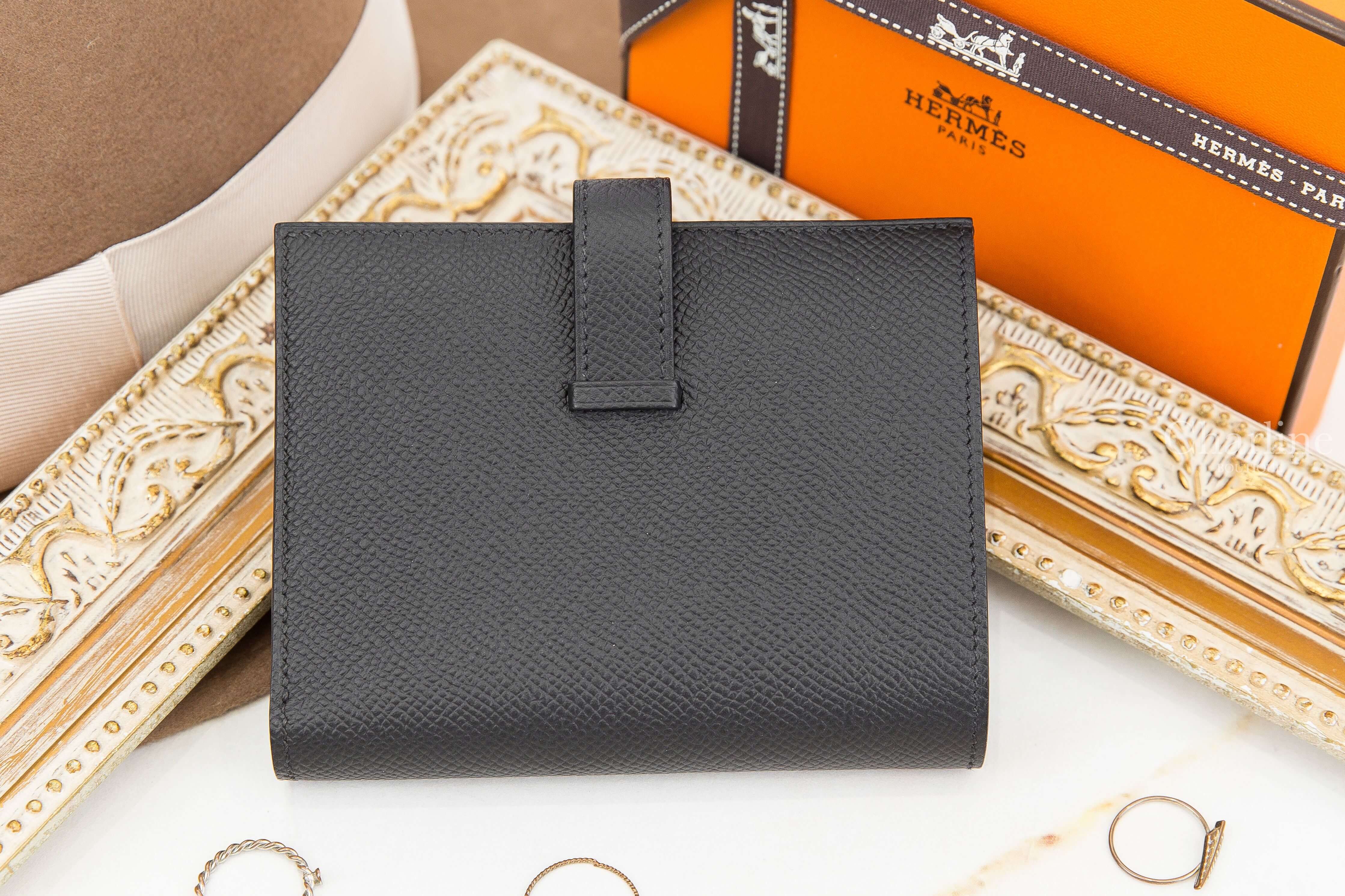 Hermès Bearn Compact Wallet 89 Noir Epsom 黑色銀釦短夾-Charline Boutique 精品代購