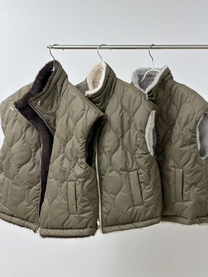 SA5421 雙面可穿羽絨毛絨背心拉鏈外套