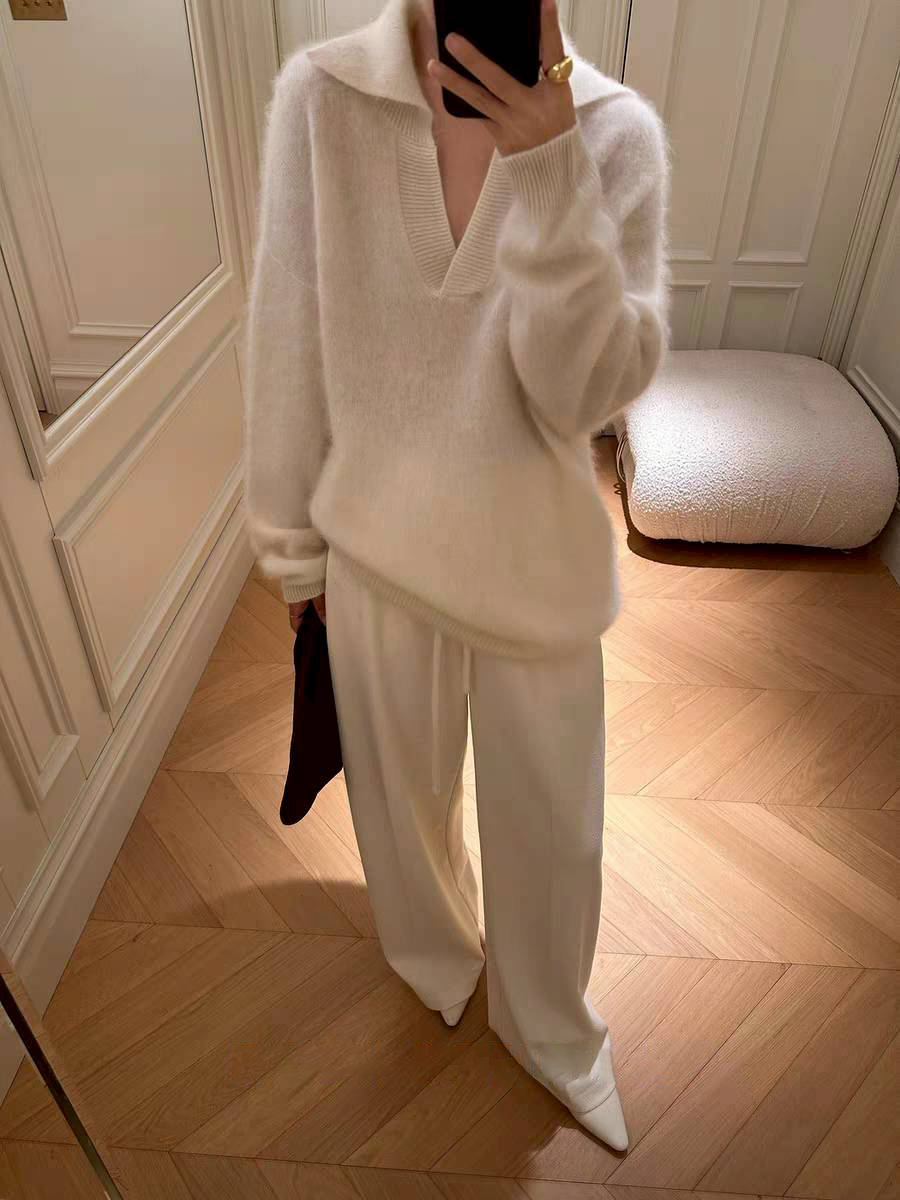 V字翻領造型馬海毛針織上衣毛衣-F / 3色 (Elegant & Love)