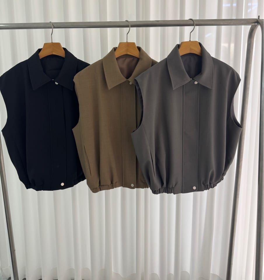 SA5424 立領橡根下擺背心外套