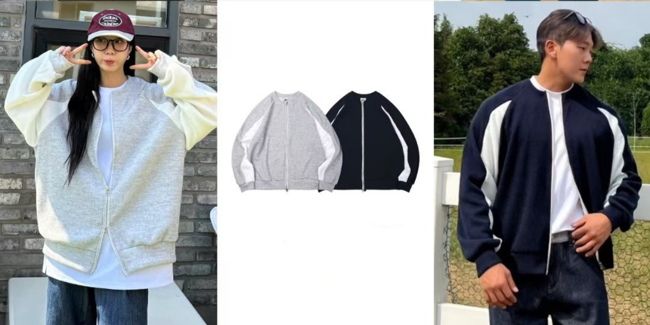 A1PL09 拼色棒球外套薄款（2色）*兩件京東免運