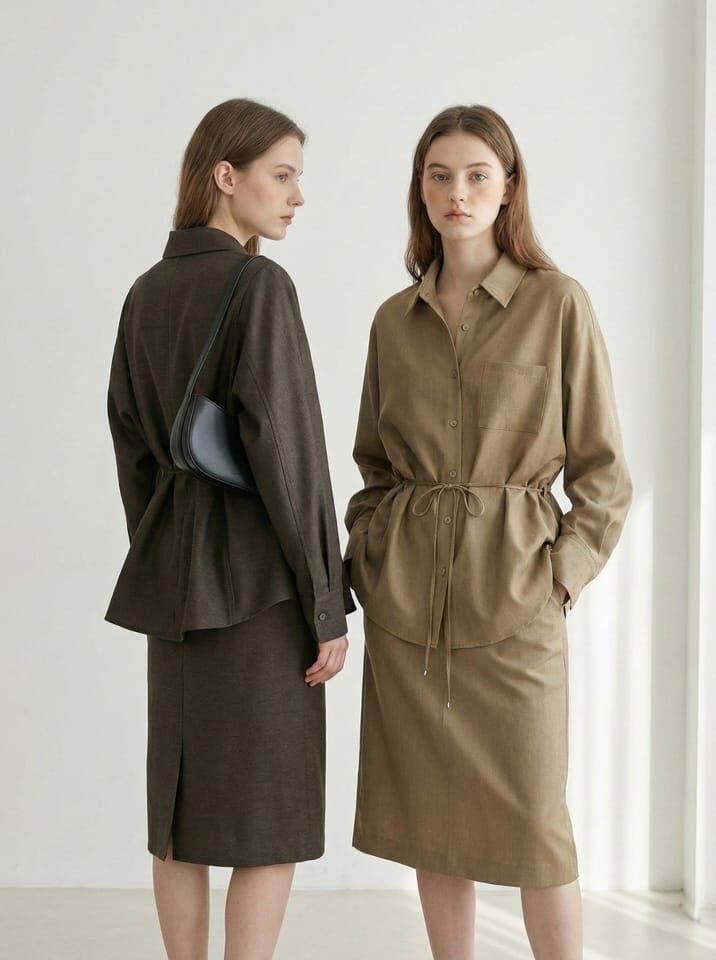 SA5426 亮滑高質感束腰襯衫