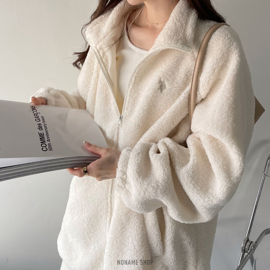 U.S. POLO ASSN. 刺繡 寬鬆 立領 羊羔毛 毛毛 保暖 外套 三色 (女款)