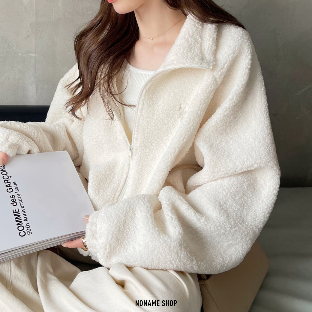 U.S. POLO ASSN. 刺繡 寬鬆 立領 羊羔毛 毛毛 保暖 外套 三色 (女款)