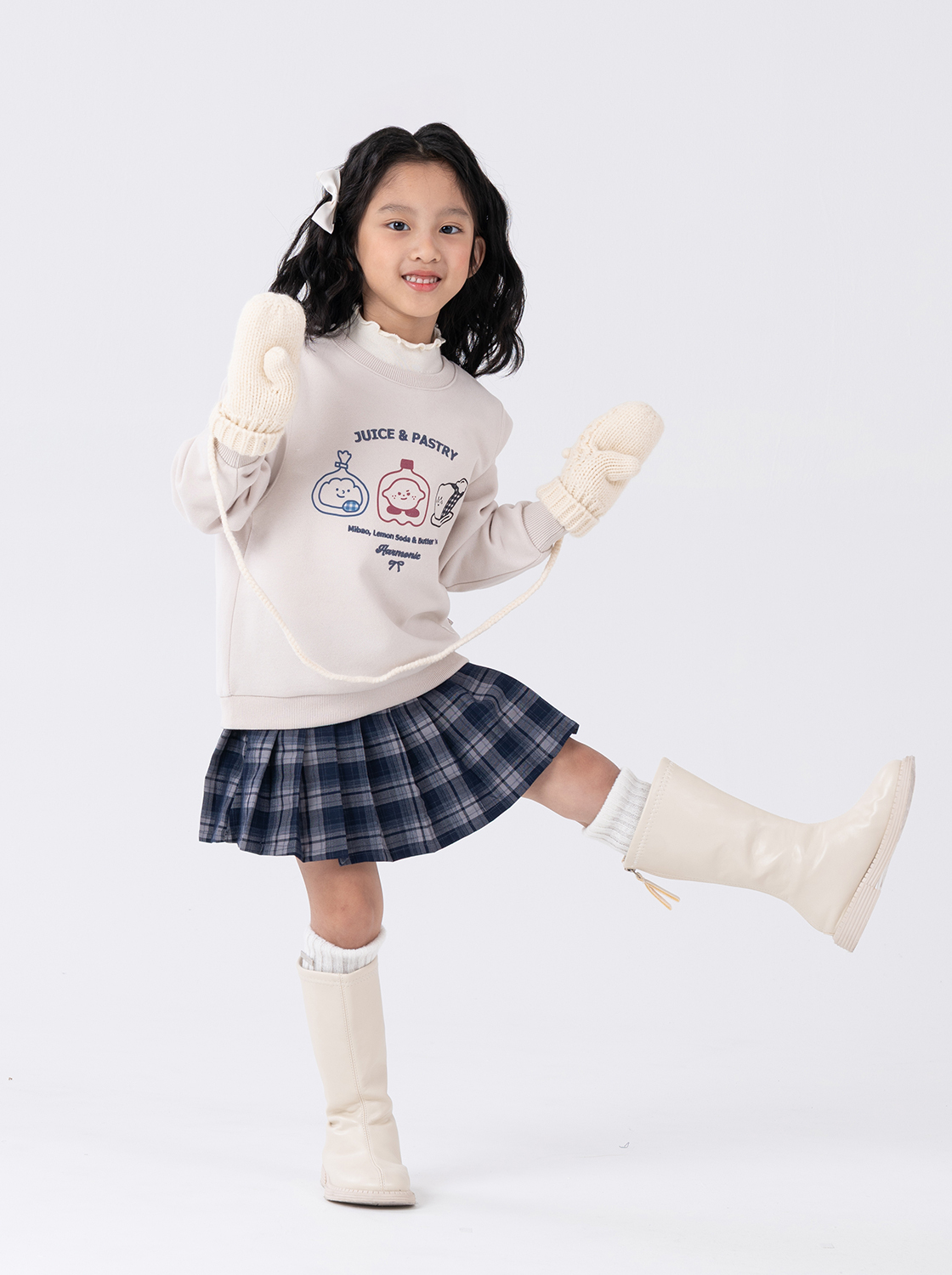 後鬆緊格紋短裙【童裝】