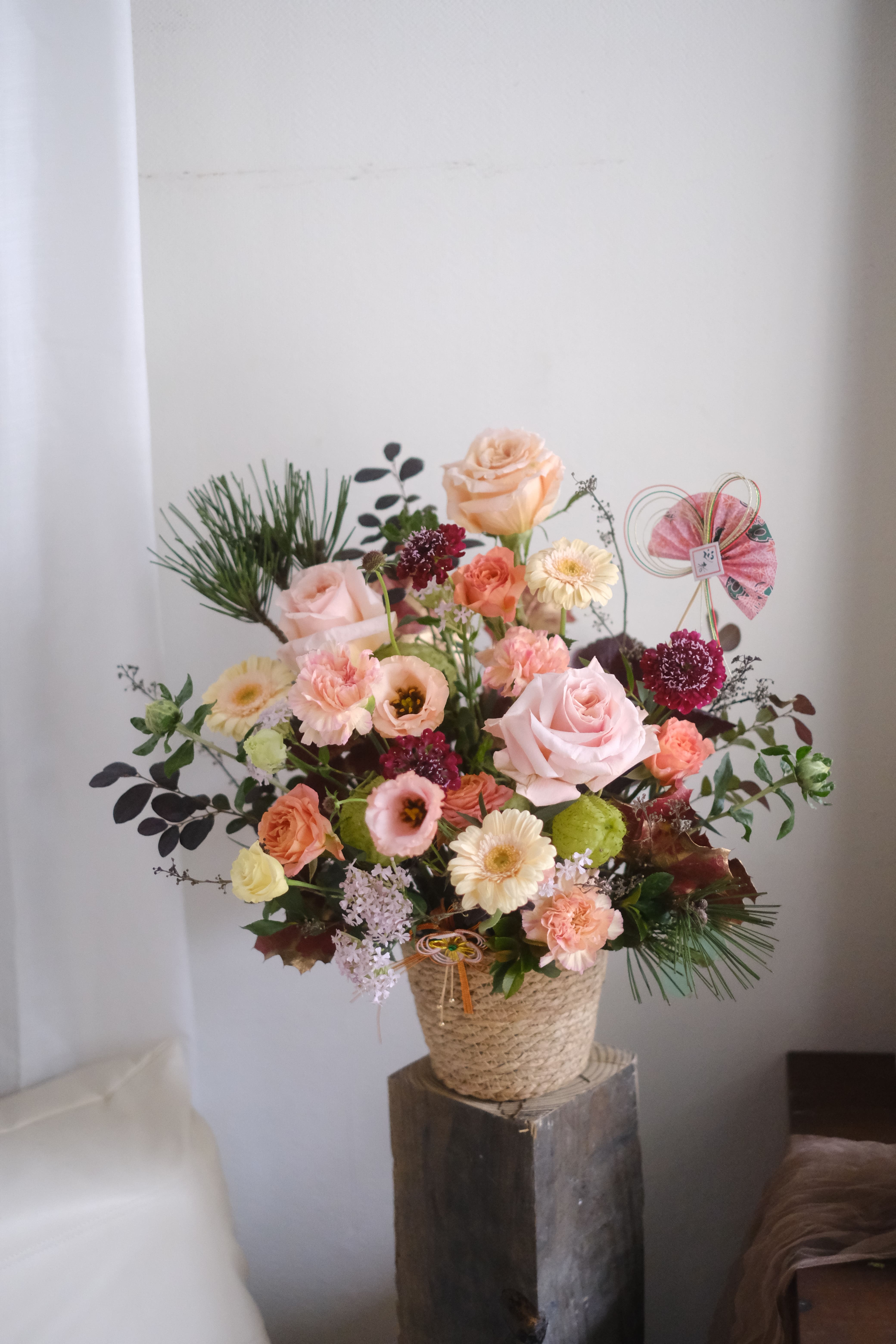 慢式風格草編籃盆花｜春節限定款