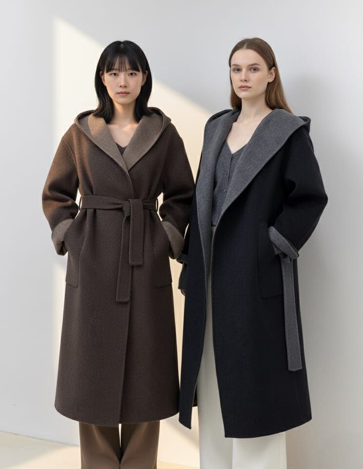 SA5431 羊毛連帽綁帶大衣