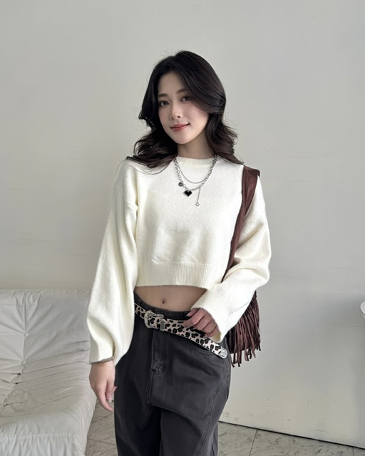 包色款短版毛衣上衣—2648