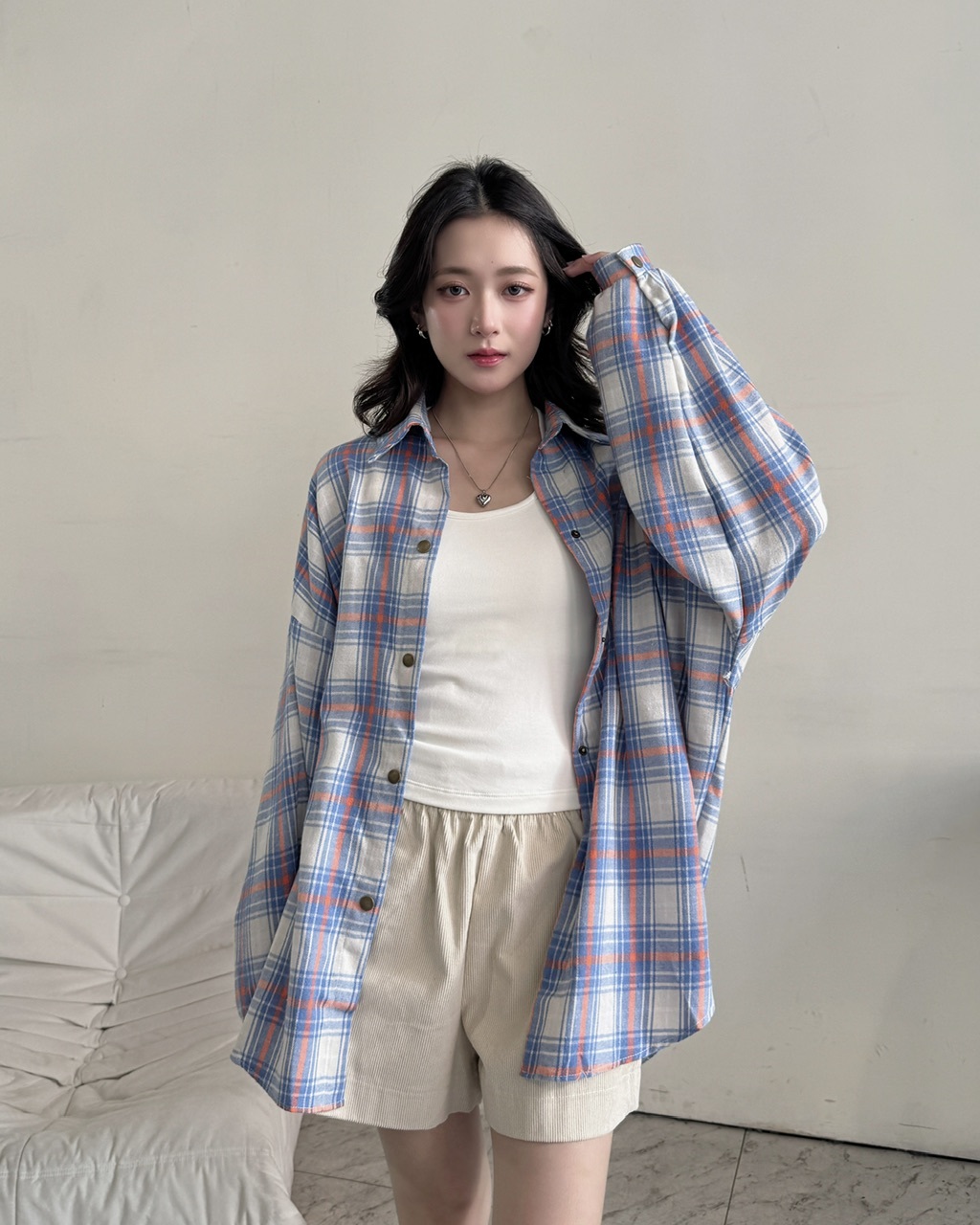 Over size慵懶系復古風襯衫-3927