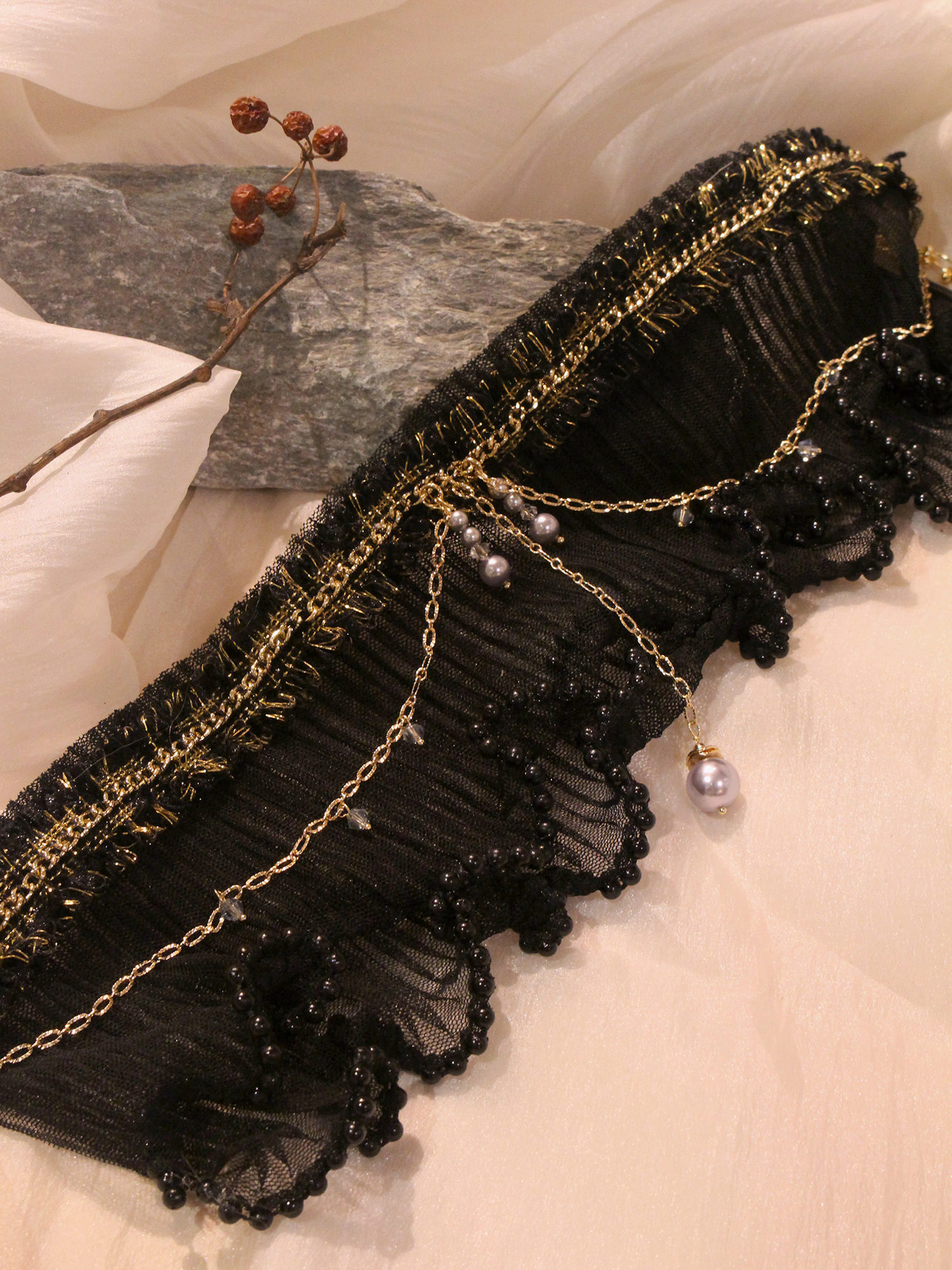 芙莉的心跳聲。MUCHAT手作14KGP雙層透紗珍珠項鍊