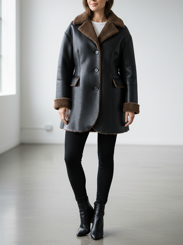 VALENTINI 收腰反皮外套