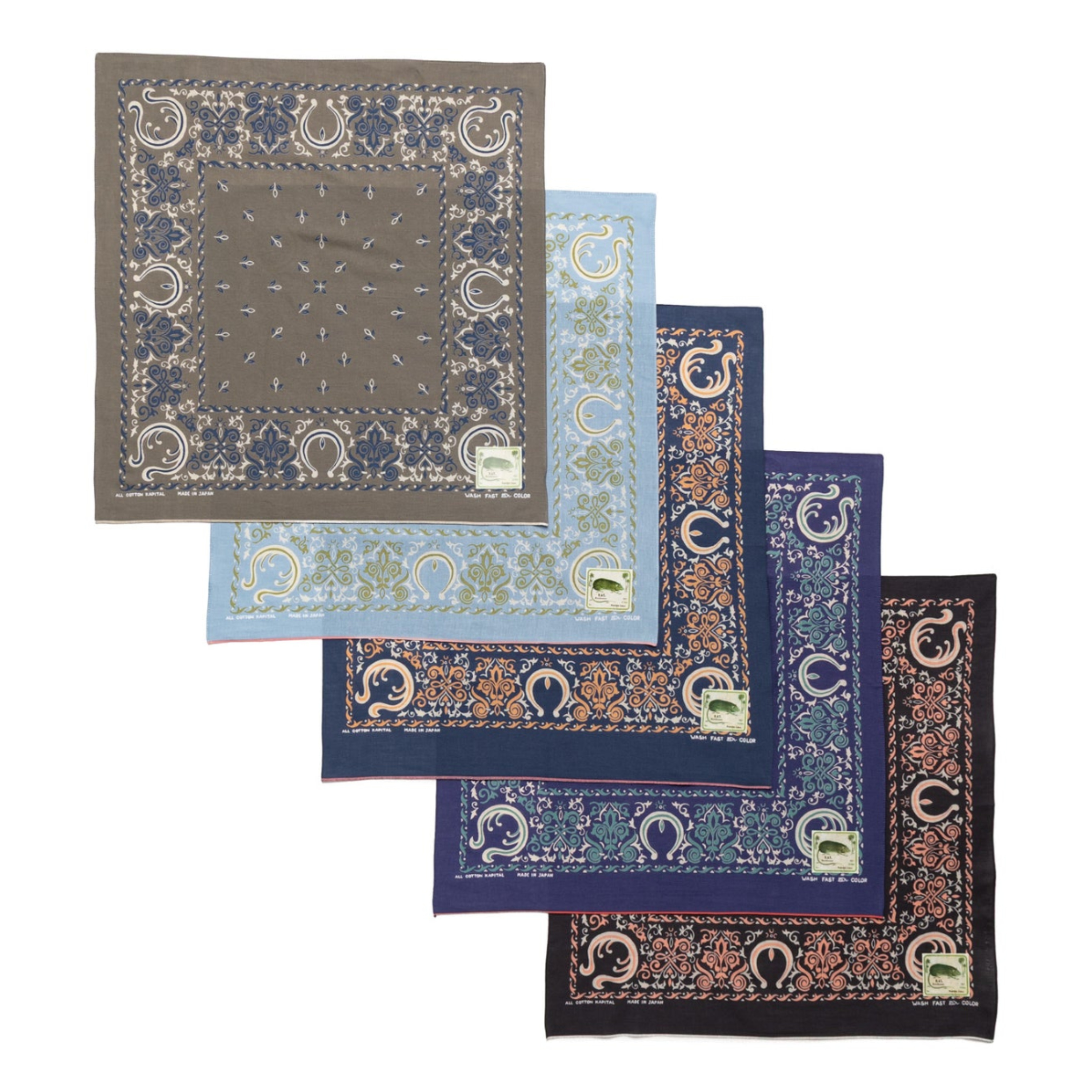 2025AW KAPITAL fastcolor Selvedge Bandana 馬蹄鐵 手帕 方巾 現貨 K2508BA504