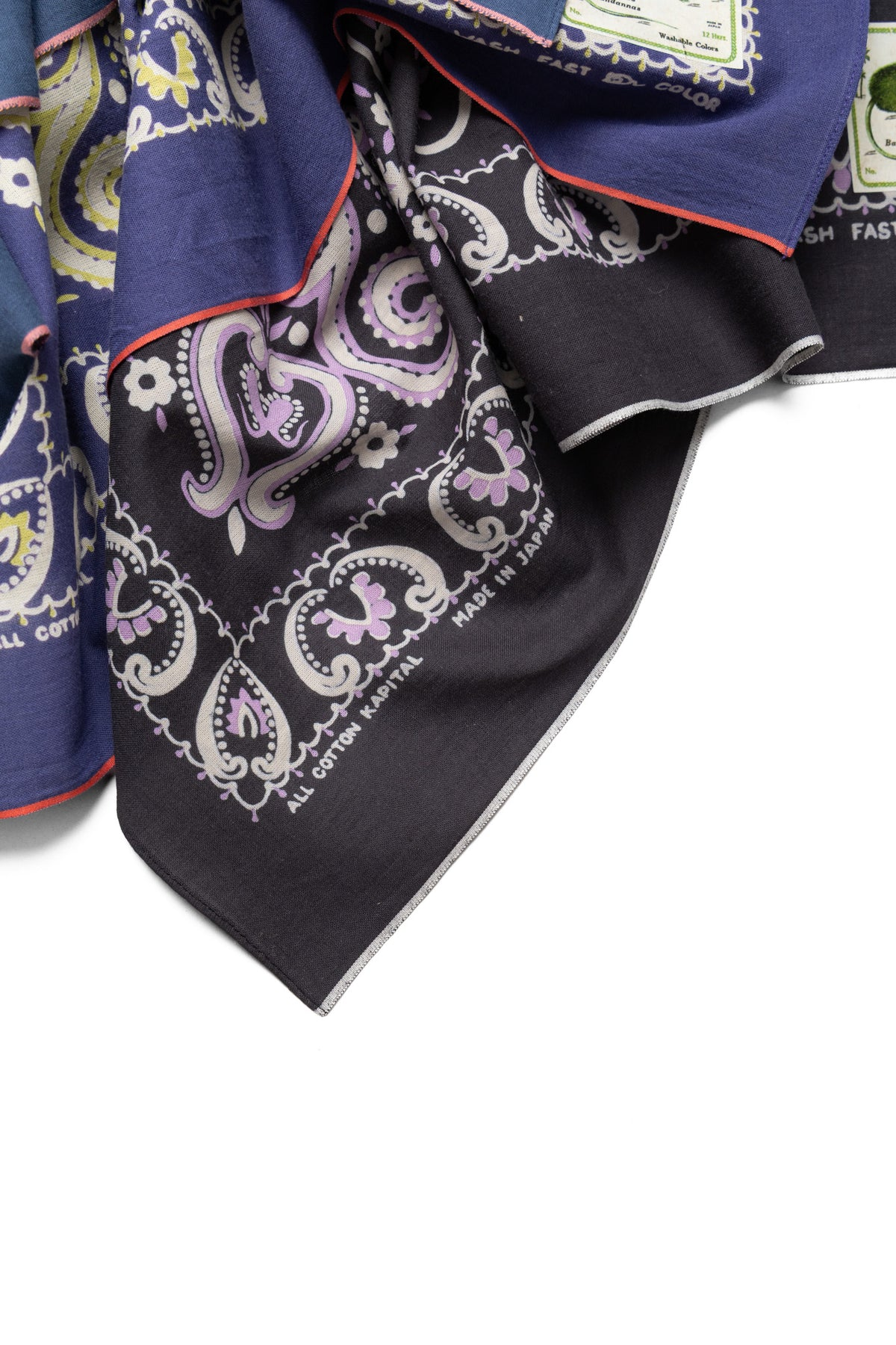2025AW KAPITAL fastcolor Selvedge Bandana 變形蟲 手帕 方巾 現貨 K2508BA501