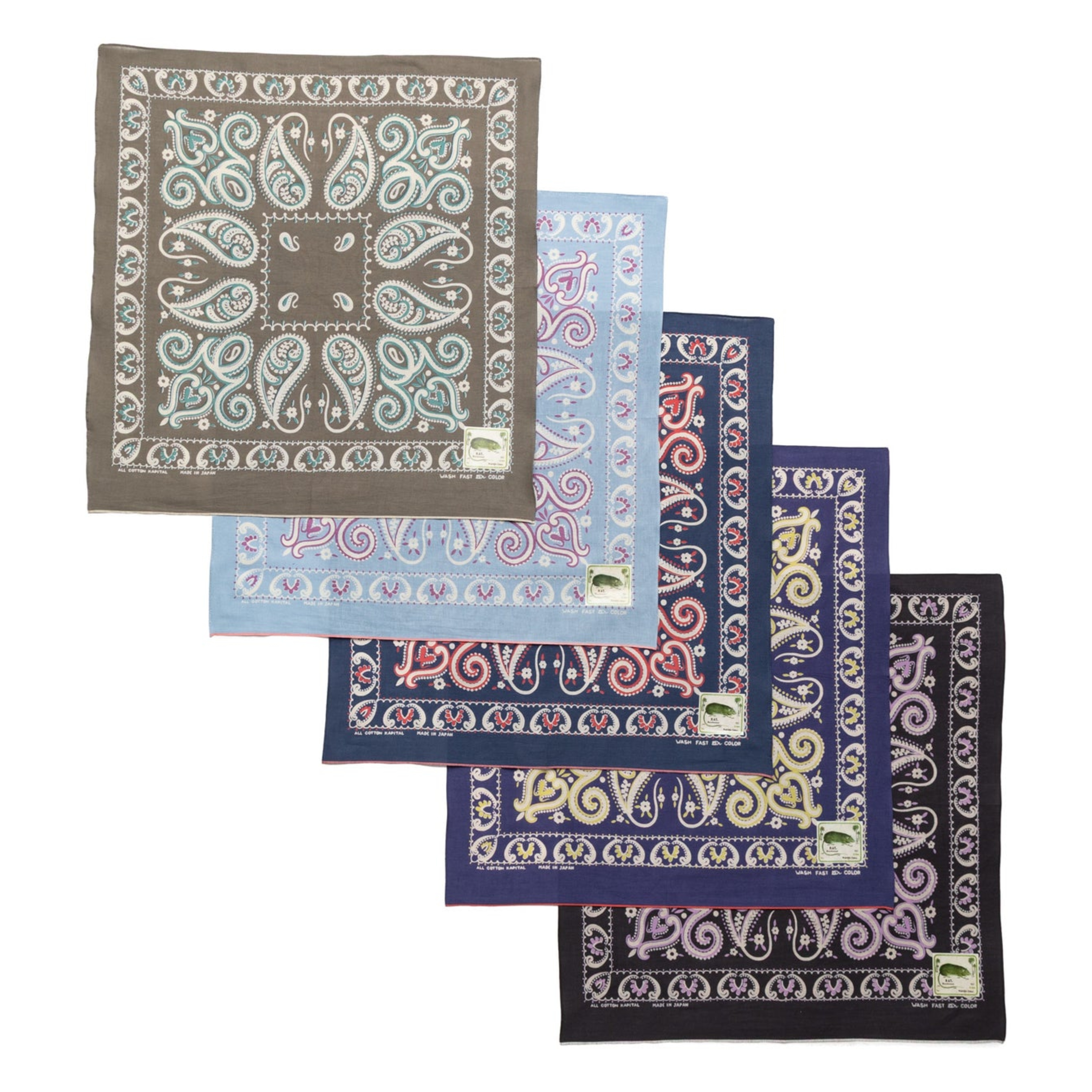 2025AW KAPITAL fastcolor Selvedge Bandana 變形蟲 手帕 方巾 現貨 K2508BA501