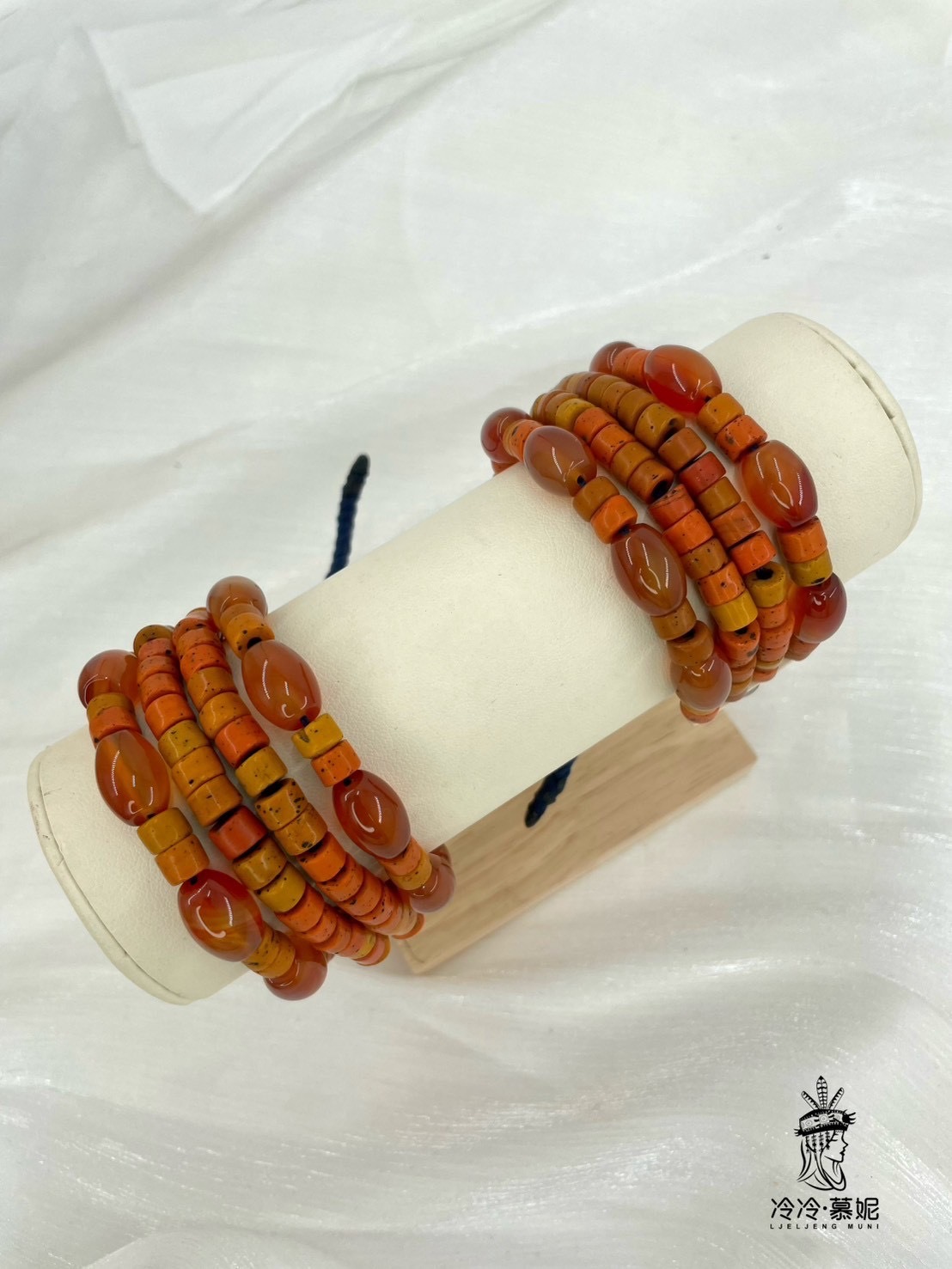 W-No.20貿易老珠四排手鍊14cm