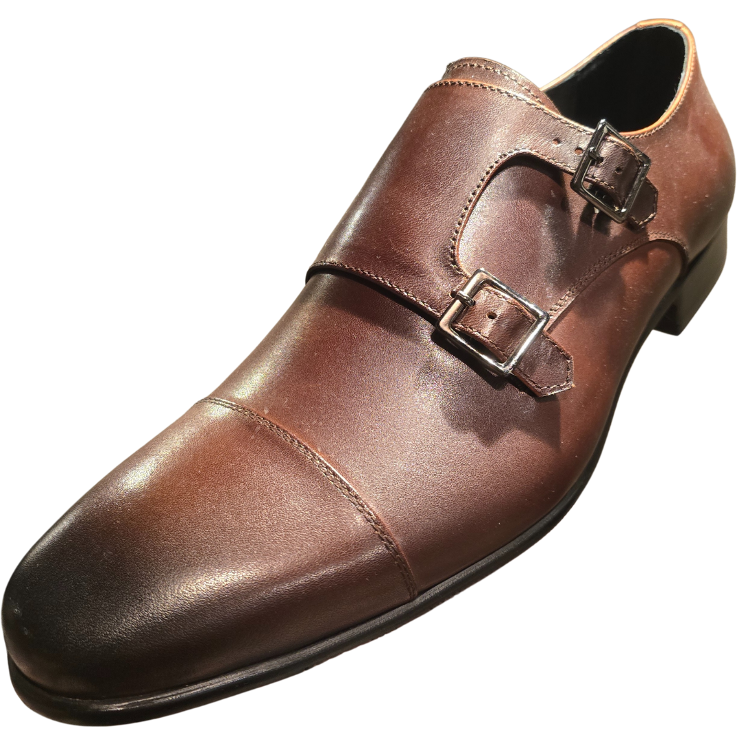 Revic 男裝皮鞋 | TCF-41-2TDM |  深啡色橫式雙扣皮鞋