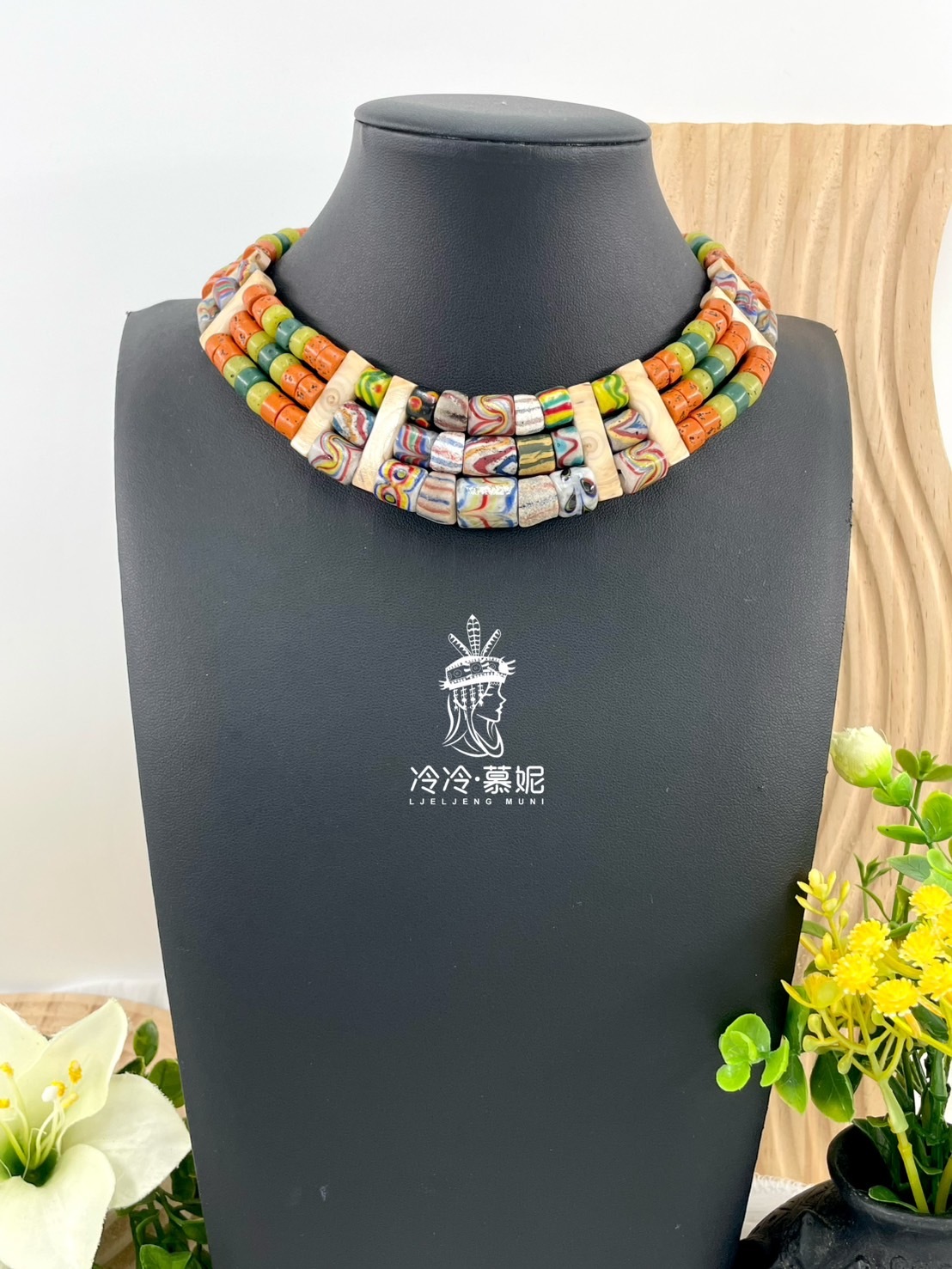 W-No.07傳統花珠三排頸鍊35cm