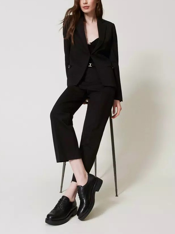 TWIN-SET 牛皮厚底牛津鞋