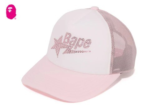 A BATHING APE CRYSTAL STONE BAPE STA LOGO MESH CAP