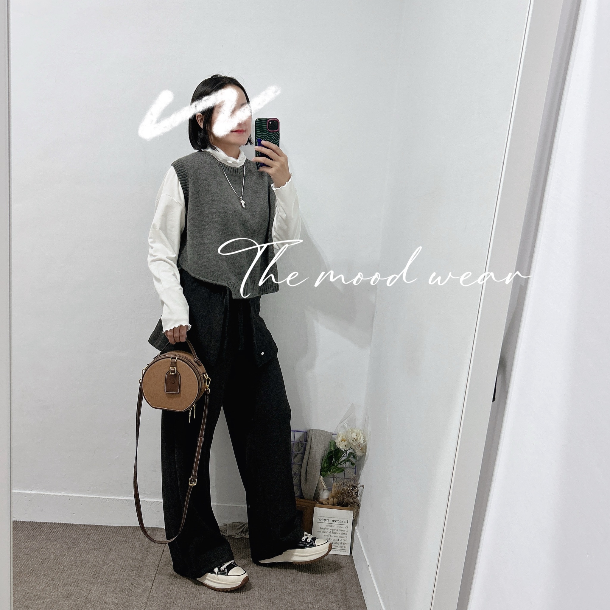 百搭萬用木耳邊高領刷毛內搭(白/深灰)