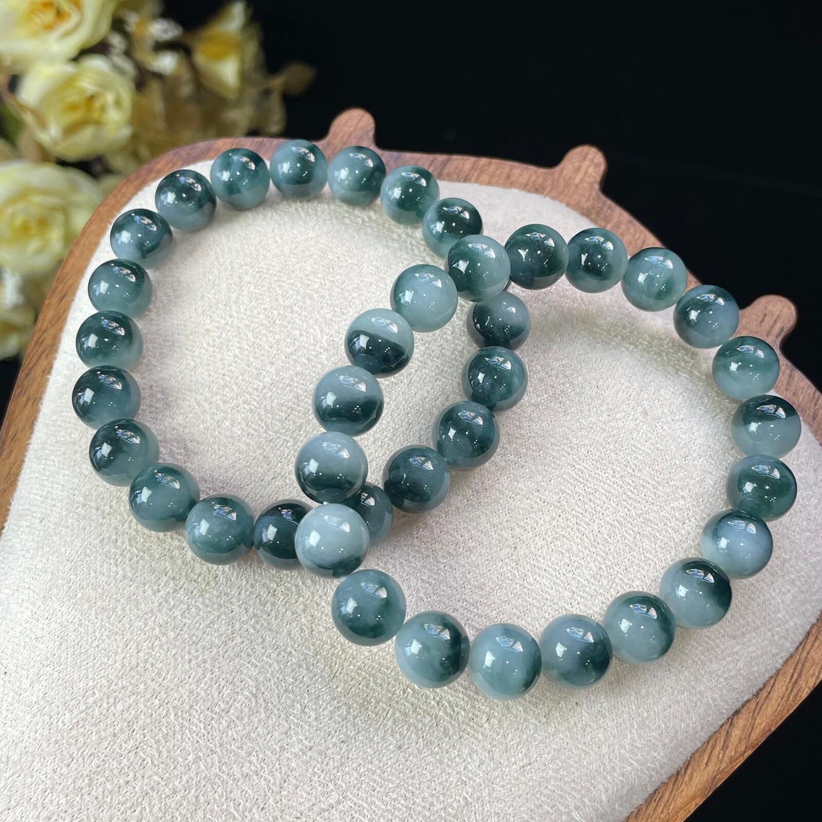 【直播】LL010462 買少見少翡翠飄花手串9mm+ (BR203)