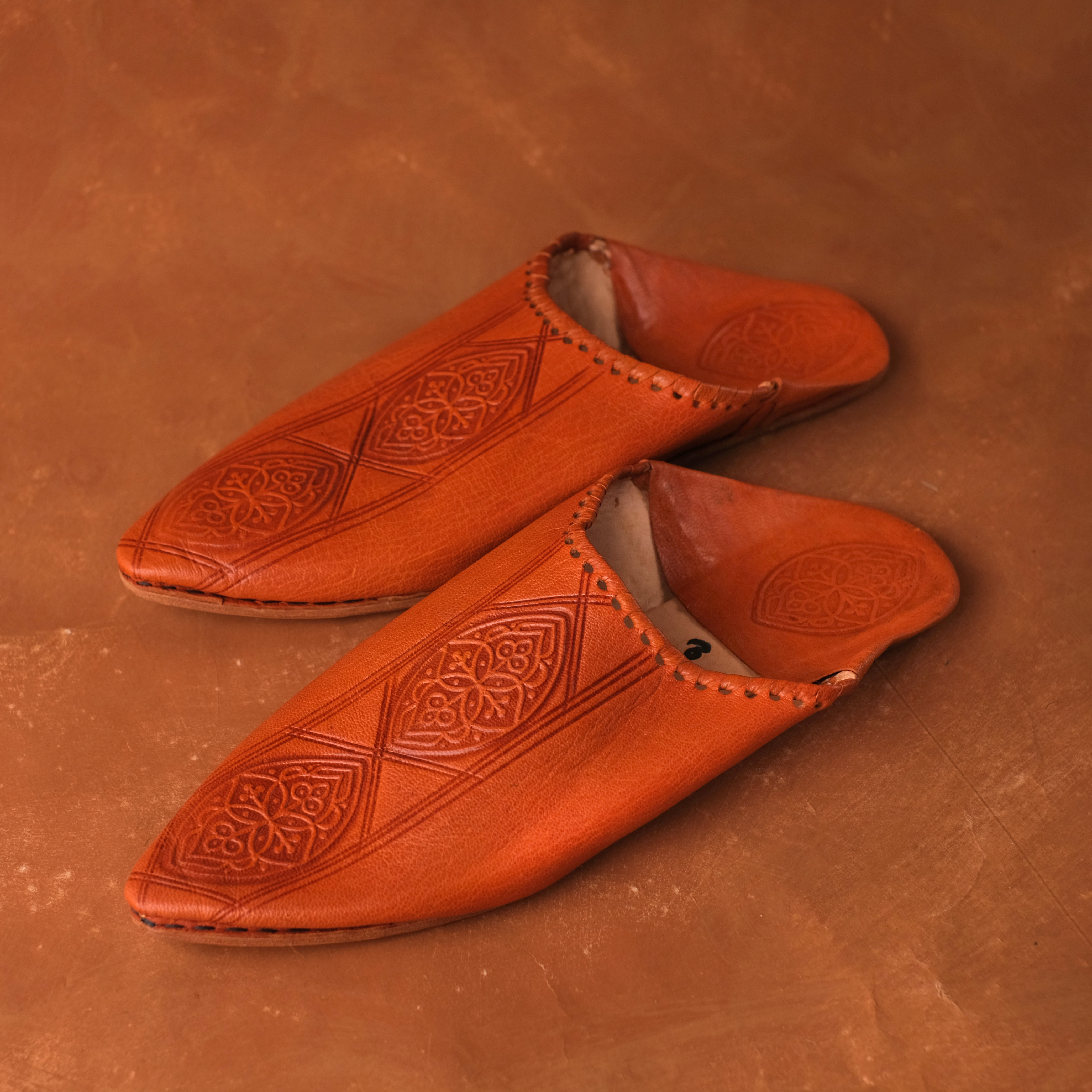 柏柏手工鞋 ｜印紋豔陽棕 -尖｜摩洛哥