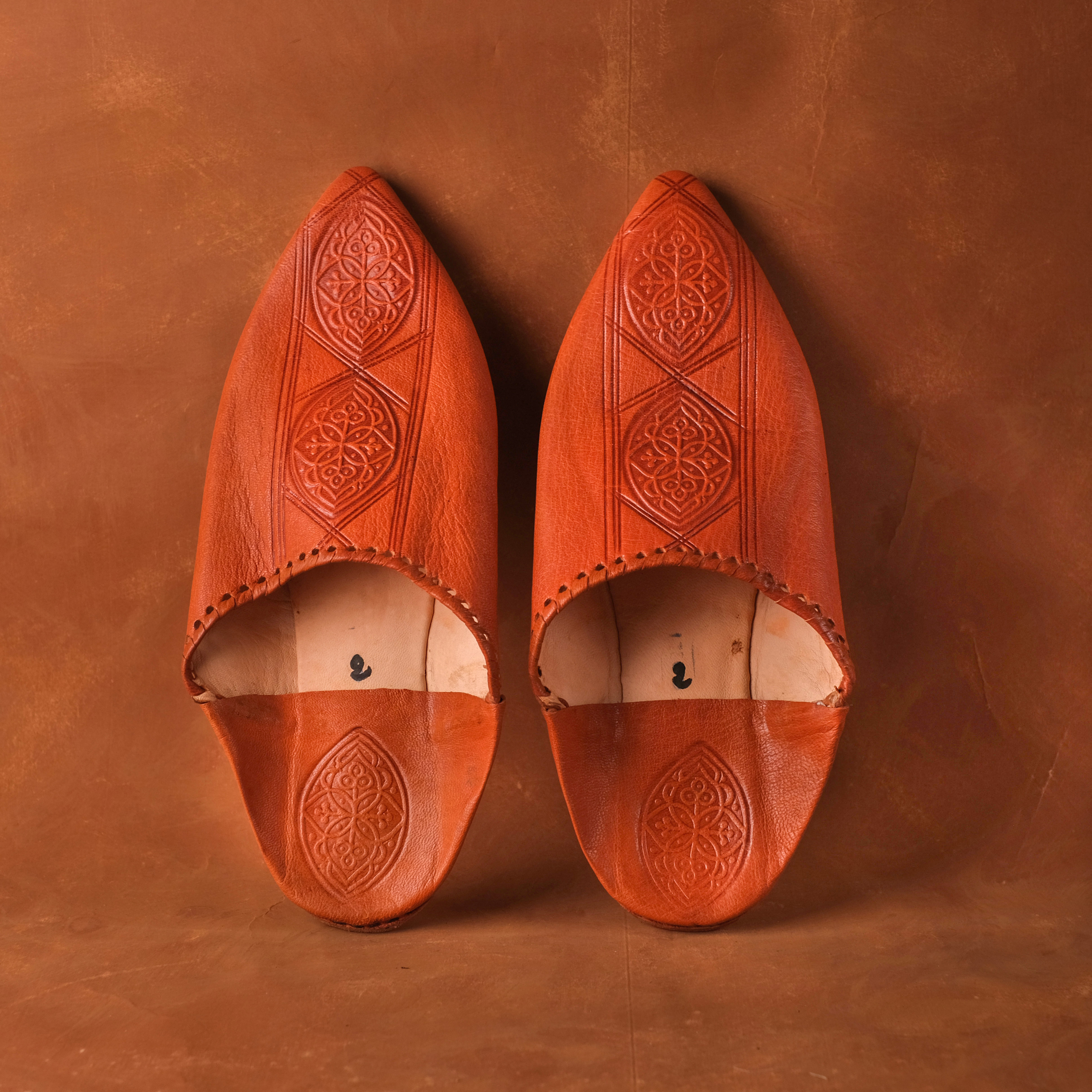 柏柏手工鞋 ｜印紋豔陽棕 -尖｜摩洛哥