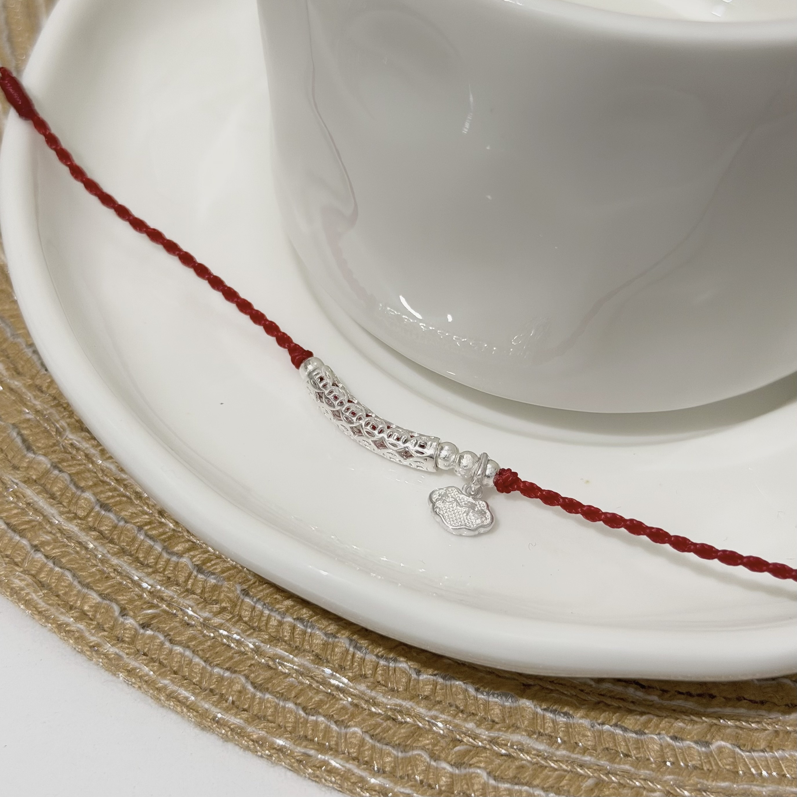 Q213錢管．平安招財純銀紅線