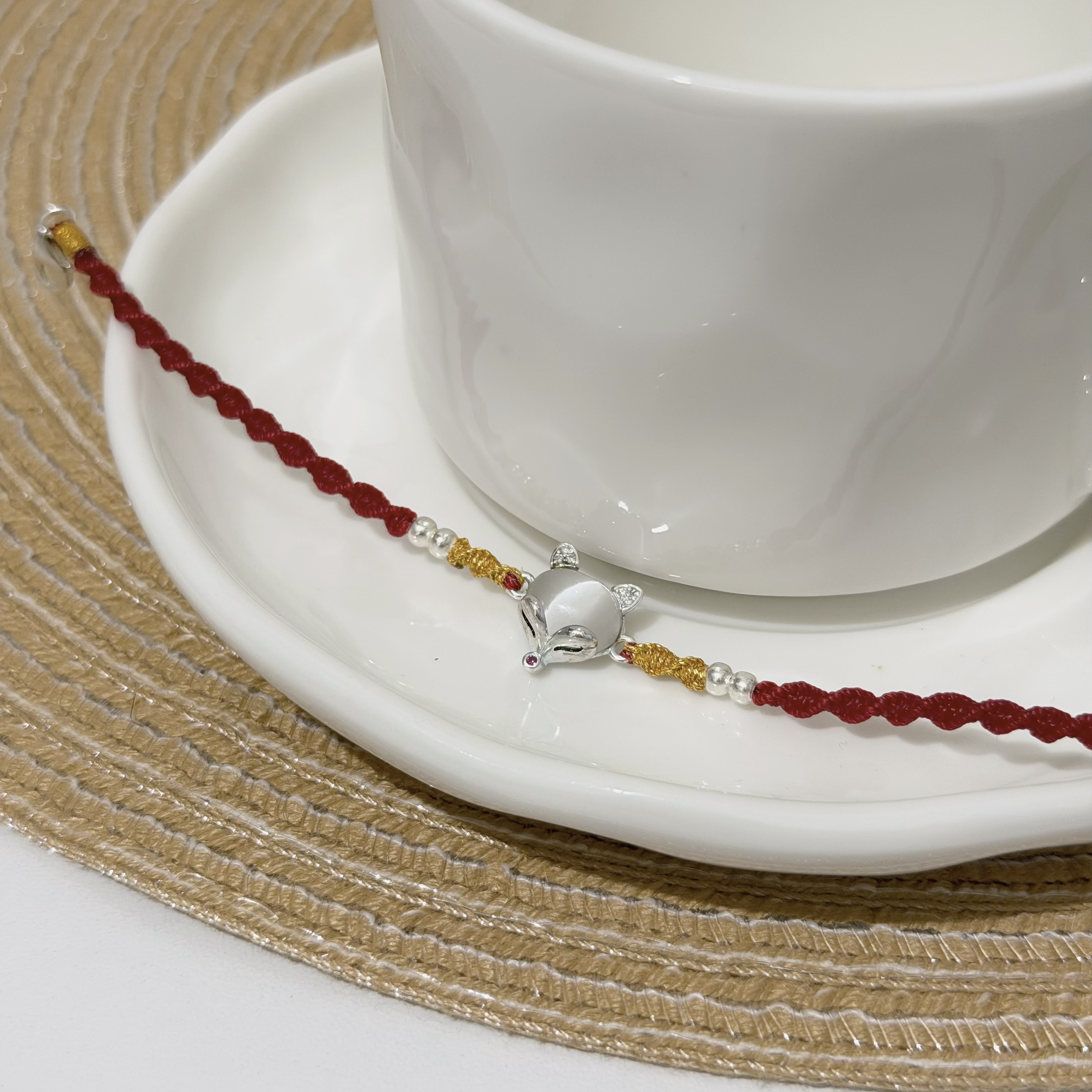 Q212開運．純銀小狐狸貓眼石手鍊