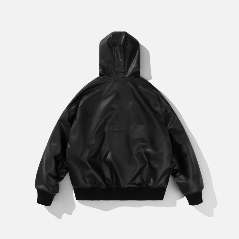未知領域 CW1898 Leather Zip Hoodie