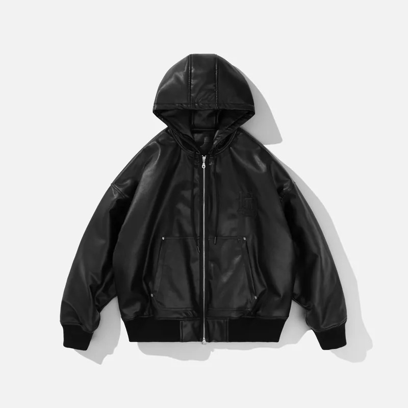 未知領域 CW1898 Leather Zip Hoodie