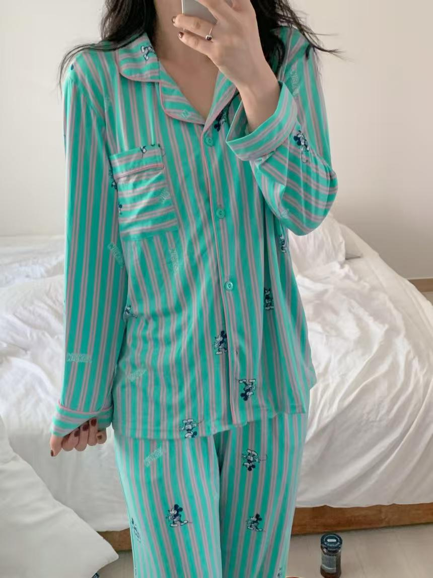 Mickey直條睡衣(綠色)