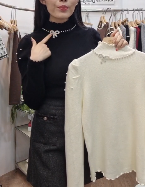 AS5449 珍珠蝴蝶針織上衣