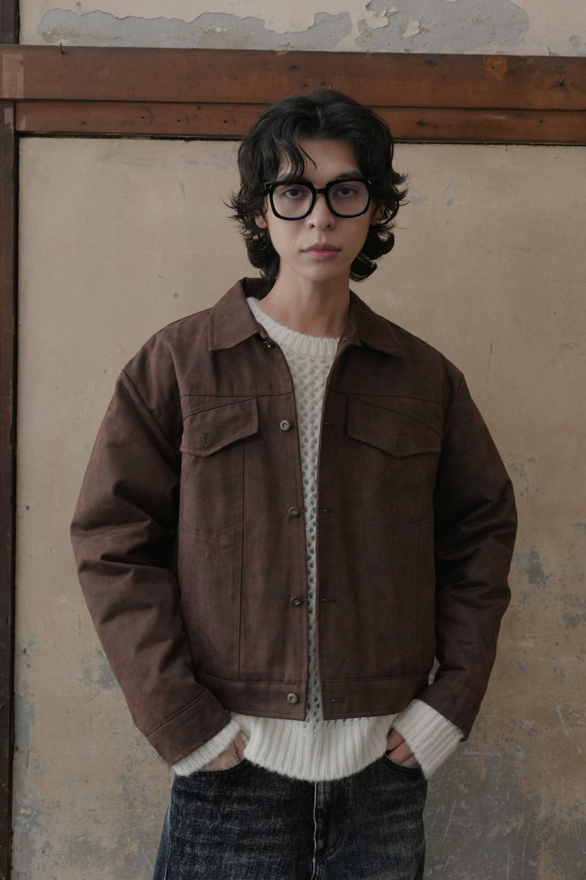 Camo Suede Trucker Jacket #外套