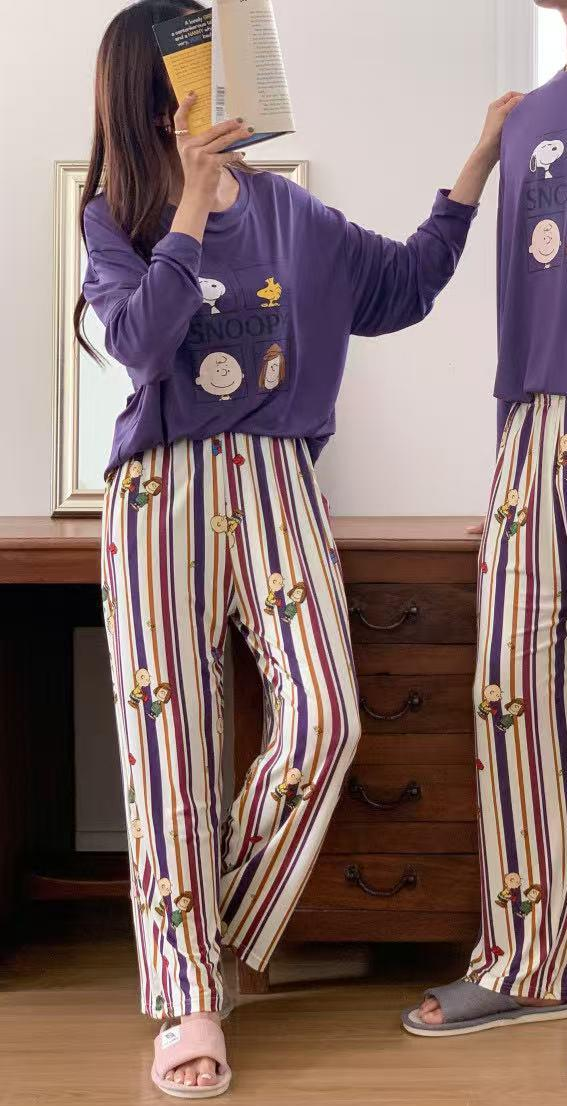 Snoopy圓領睡衣(深藍色)