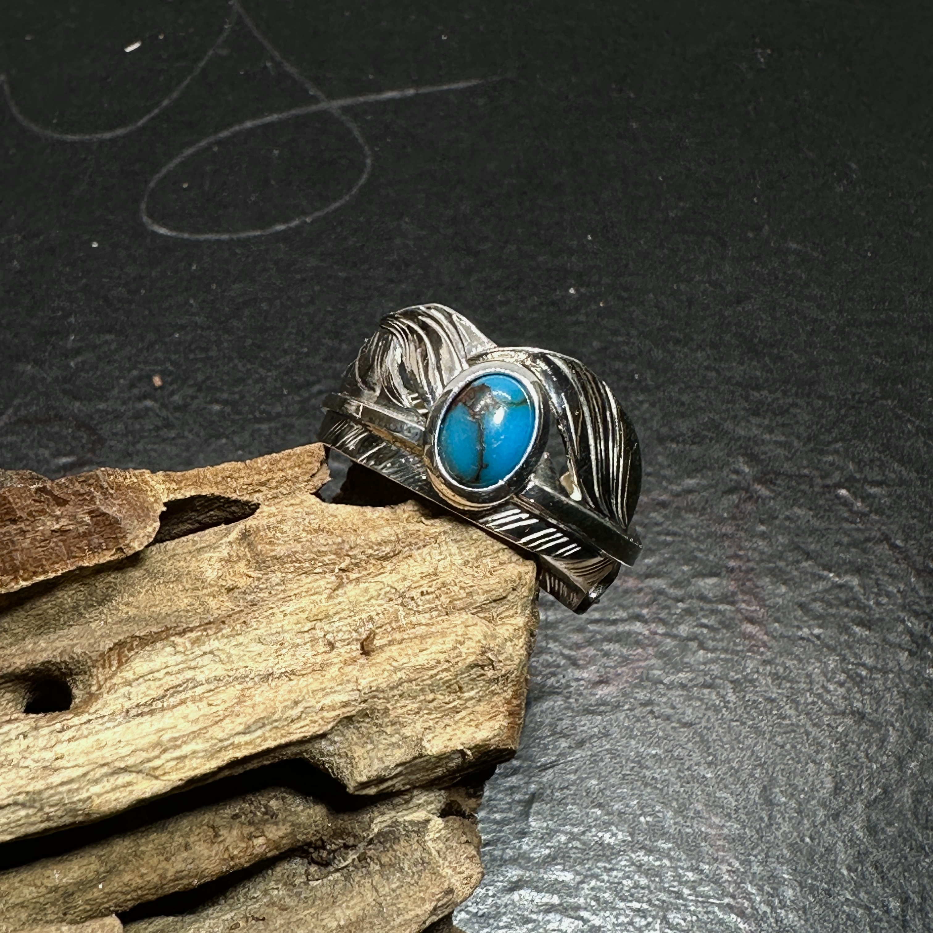 *Black Venom Jewelry- Freedom & Prayer 全銀斬風羽戒鑲埃及松石