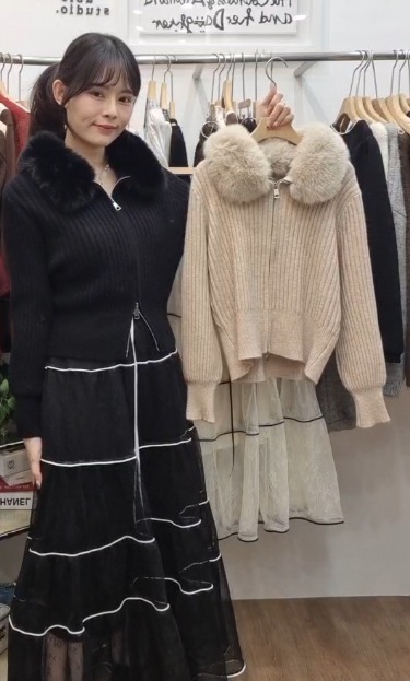 AS5452 坑紋針織雙拉鏈外套