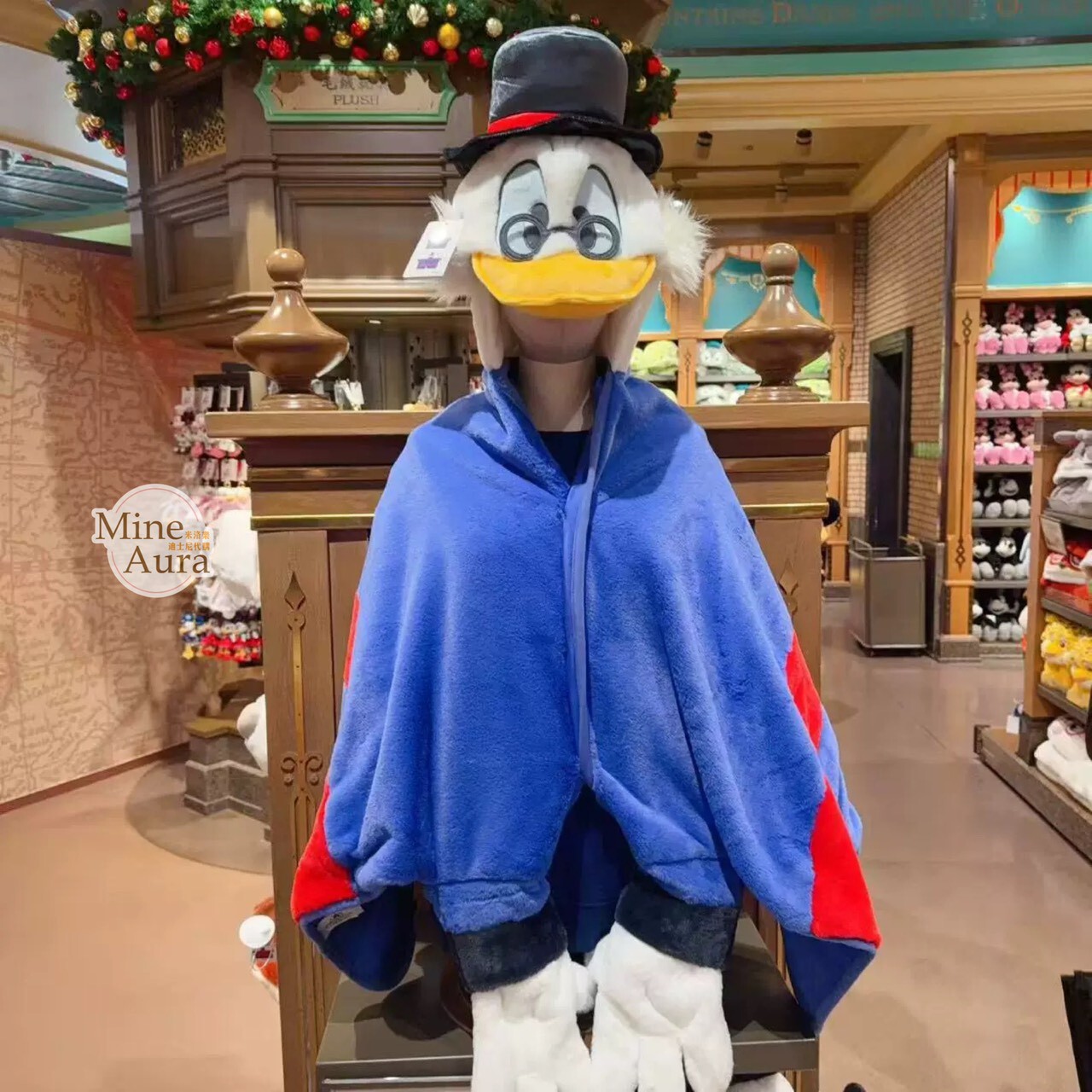 唐老鴨 Donald 舅舅 史高治 大頭 連帽造型 披肩 毛毯 可摺疊收納 -上海迪士尼樂園