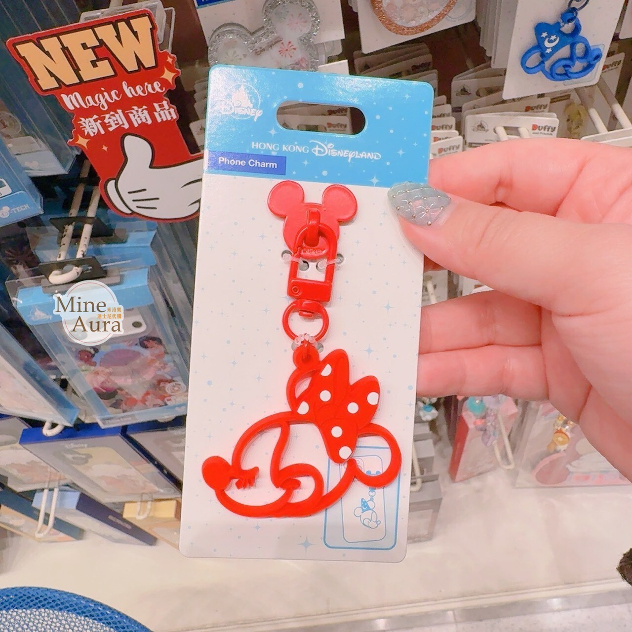 米妮 Minnie 簍空大頭 米奇頭造型 手機吊飾 掛飾 -香港迪士尼樂園