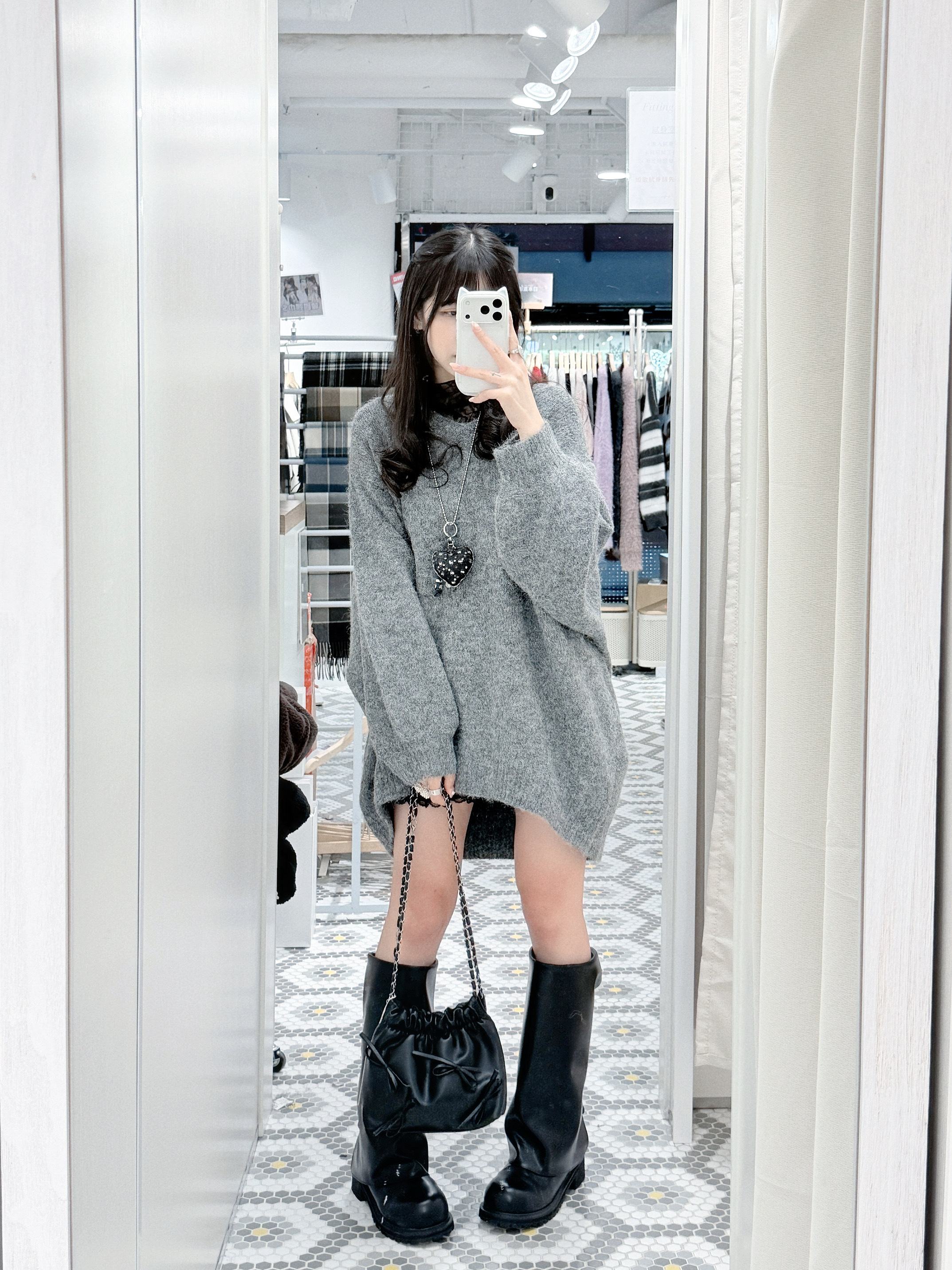 JP1166｜日本直送！軟感V領大大絨面絲帶針織OPS˚.🎀༘⋆₊⊹