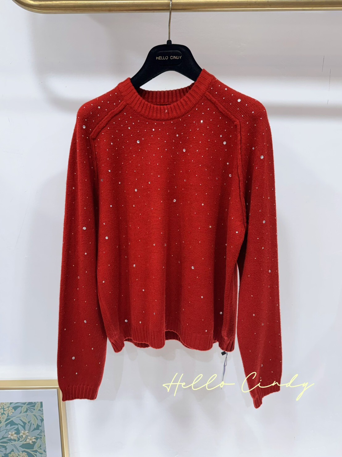 B01031超顯瘦優雅滿天水鑽針織毛衣